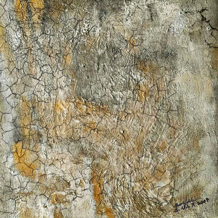 Painting titled "Cracks 1" by Queennoble Dr. Elle Ramirez, Original Artwork, Acrylic Mounted on Wood Panel