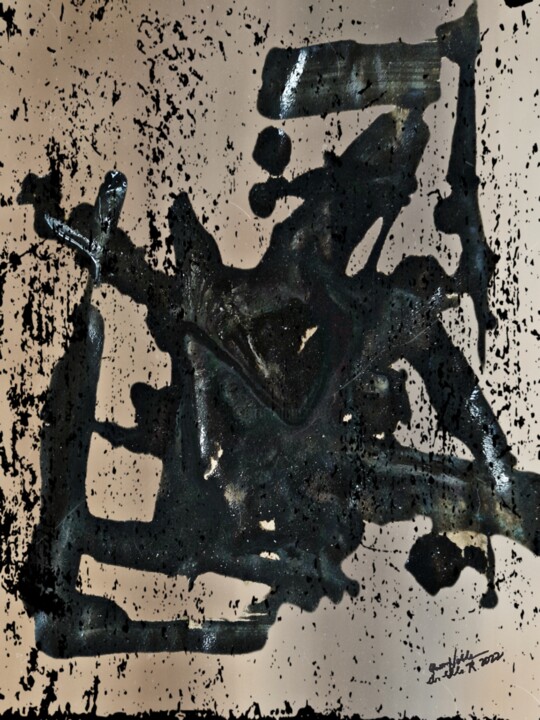 Peinture intitulée "Black Splash Abstra…" par Queennoble Dr. Elle Ramirez, Œuvre d'art originale, Acrylique Monté sur Châssi…