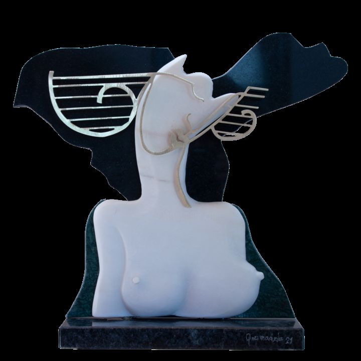 Skulptur mit dem Titel "Não tocar" von Queimadela Dos Santos, Original-Kunstwerk, Stein