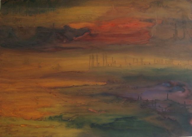 Pintura intitulada "African sunset" por Claudia Ribeiro, Obras de arte originais, Óleo