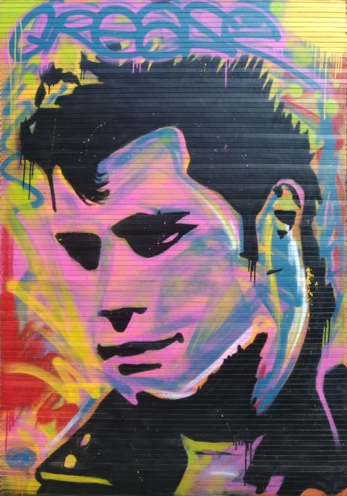 Peinture intitulée "J.Travolta" par Q, Œuvre d'art originale, Bombe aérosol