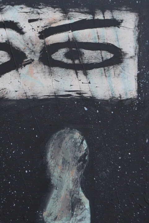 Malerei mit dem Titel "The moon spy" von Quentin Monnet, Original-Kunstwerk, Acryl