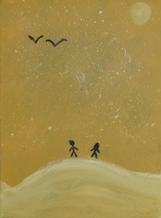 Malarstwo zatytułowany „In the desert” autorstwa Quentin Monnet, Oryginalna praca, Akryl