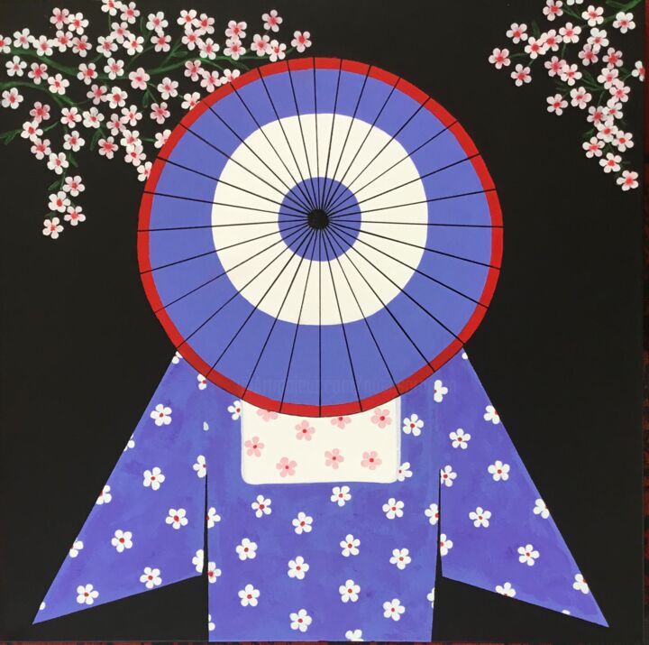Pintura titulada "Kimono et OBI 2" por Quentin Saint Roman, Obra de arte original, Acrílico Montado en Bastidor de camilla d…