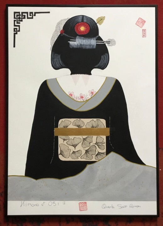 Ζωγραφική με τίτλο "Kimono et OBI ( Jap…" από Quentin Saint Roman, Αυθεντικά έργα τέχνης, Ακρυλικό