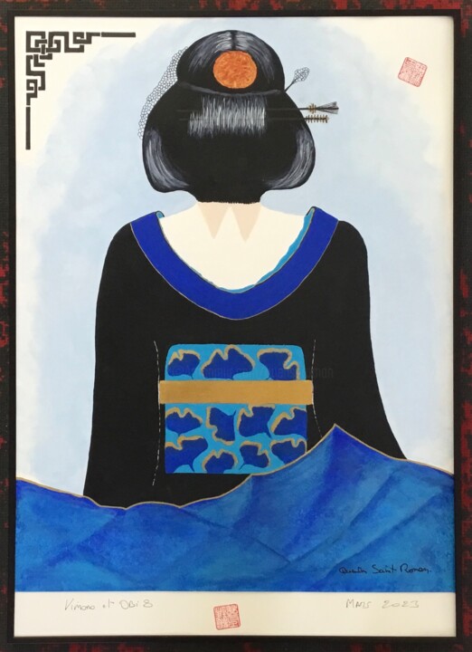 Pittura intitolato "Kimono et OBI 10" da Quentin Saint Roman, Opera d'arte originale, Acrilico