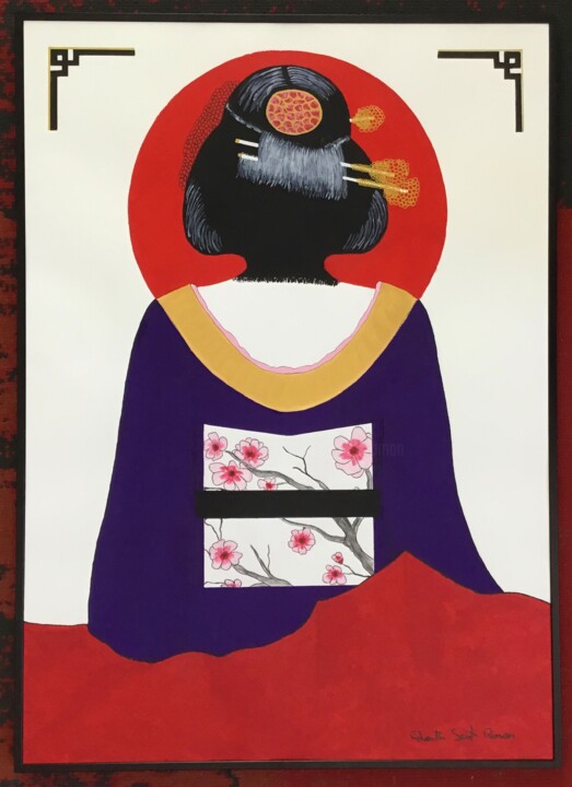 Pintura intitulada "Kimono et OBI 13" por Quentin Saint Roman, Obras de arte originais, Acrílico