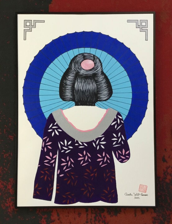 Pintura intitulada "Kimonos et OBI  14" por Quentin Saint Roman, Obras de arte originais, Acrílico