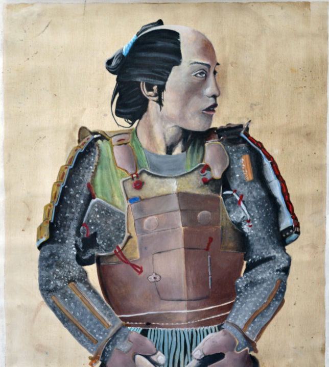 Malerei mit dem Titel "Samouraï" von Quentin Bocquel, Original-Kunstwerk, Acryl