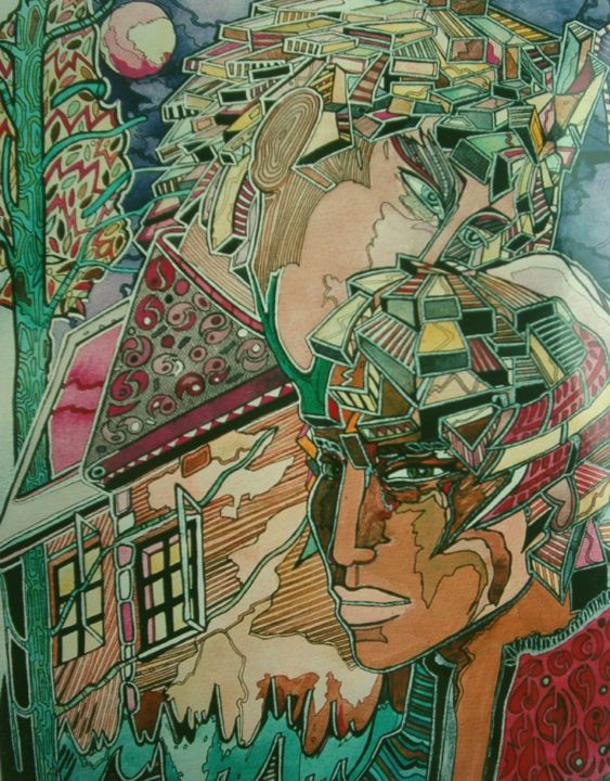 Peinture intitulée "Fondations" par Régine Quidu, Œuvre d'art originale, Aquarelle