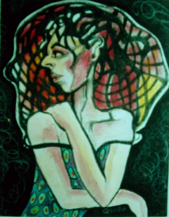 Painting titled "Clarisse" by Régine Quidu, Original Artwork