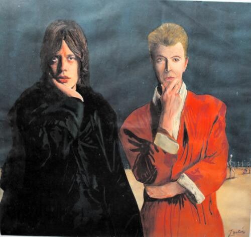 Painting titled "Jagger-Bowie" by Quino Zoncu, Original Artwork