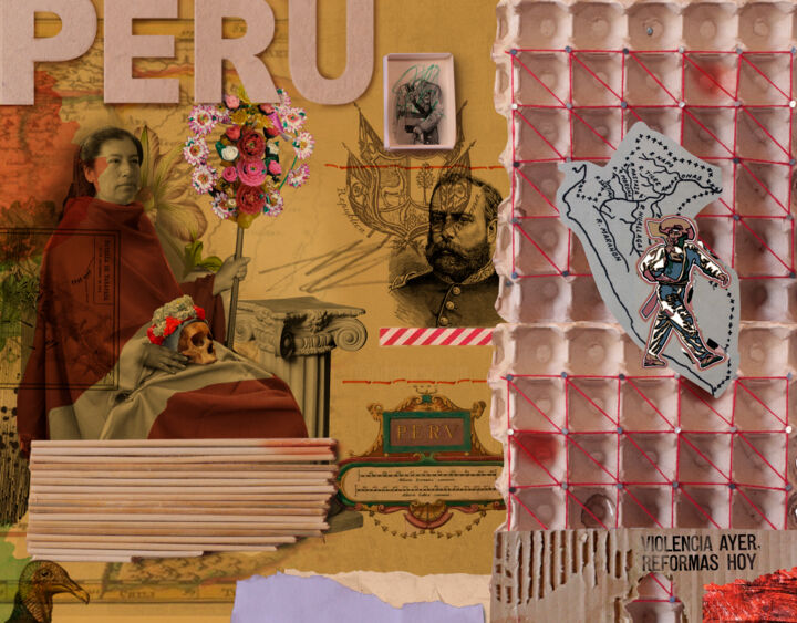 Collages intitolato "La Santa Tierra" da Raul Quiroga Florez, Opera d'arte originale, Collages