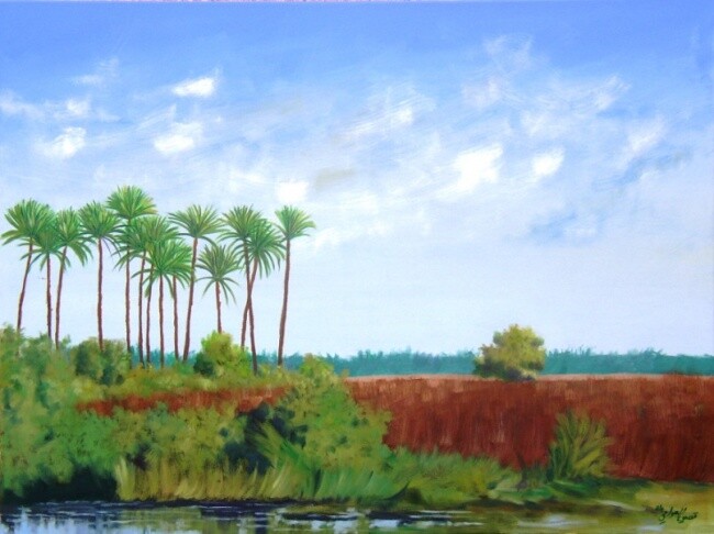 Painting titled "Landscape" by Qusay Alawami, Original Artwork, Oil