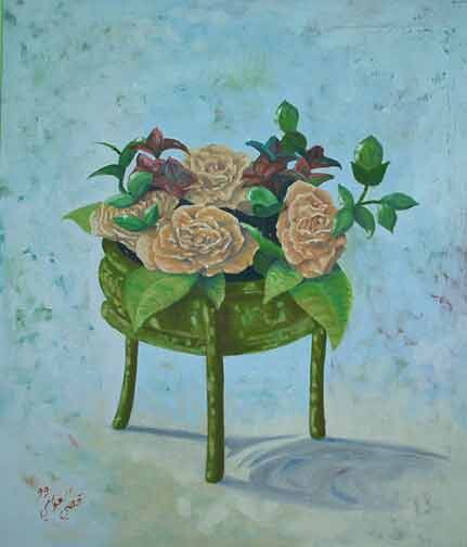 Peinture intitulée "Flowers" par Qusay Alawami, Œuvre d'art originale, Huile