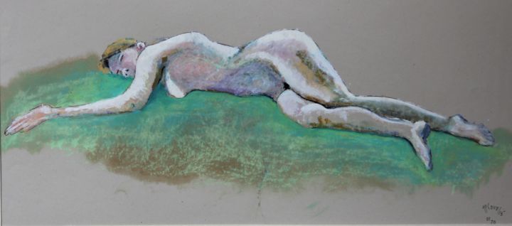Dessin intitulée "N°271  La femme poi…" par R. Cavalié, Œuvre d'art originale, Pastel