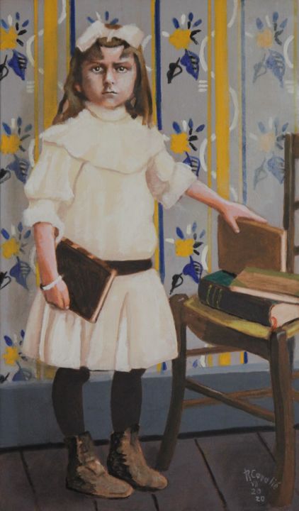 Peinture intitulée "N° 1124   Elle, à l…" par R. Cavalié, Œuvre d'art originale, Huile Monté sur Châssis en bois