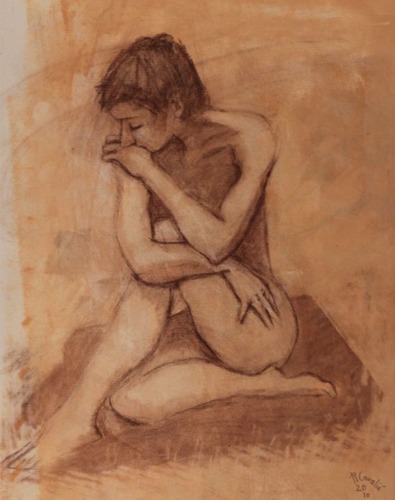 Drawing titled "N°758  Novelette" by R. Cavalié, Original Artwork, Chalk