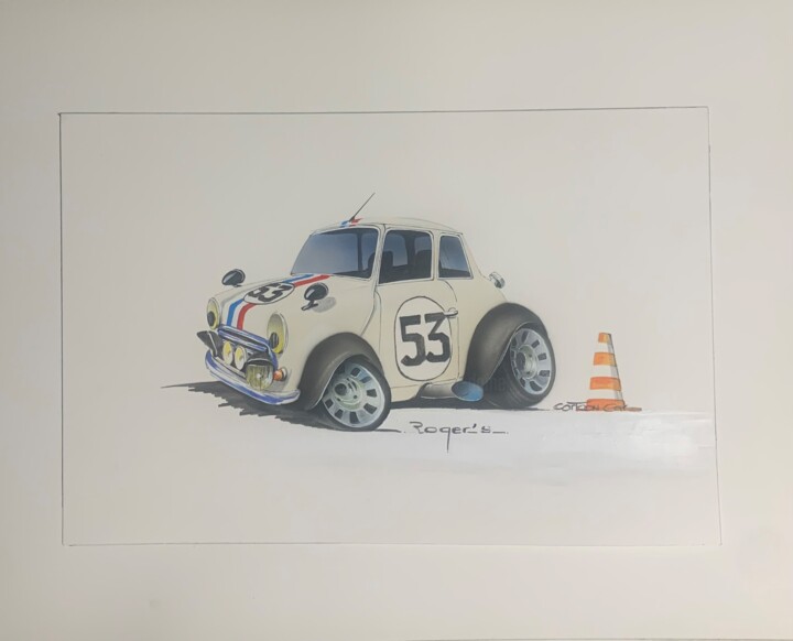 Pintura intitulada "Cartoon Car N° 1" por Roger Dame, Obras de arte originais, Acrílico