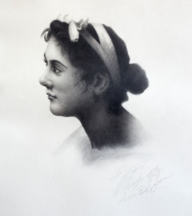 Dessin intitulée "Apres Bouguereau" par Roberto D'Arienzo, Œuvre d'art originale, Crayon