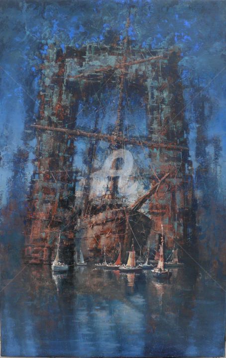 Malerei mit dem Titel "Gate" von Rimantas Galeckas, Original-Kunstwerk, Öl