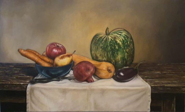 Painting titled "Autumn still life" by Nela Radomirovic, Original Artwork, Oil