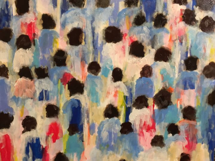 Peinture intitulée "Une foule" par Richard Nichanian, Œuvre d'art originale, Autre