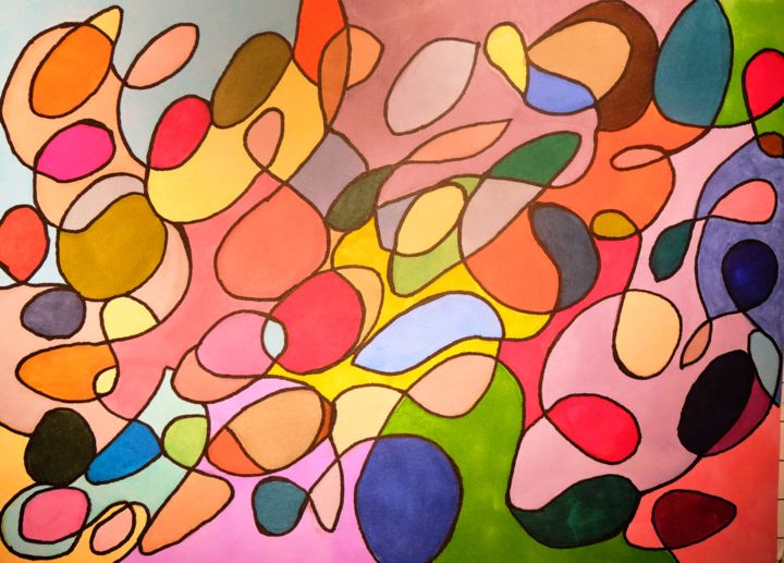Σχέδιο με τίτλο "Courbes et couleurs…" από Richard Nichanian, Αυθεντικά έργα τέχνης