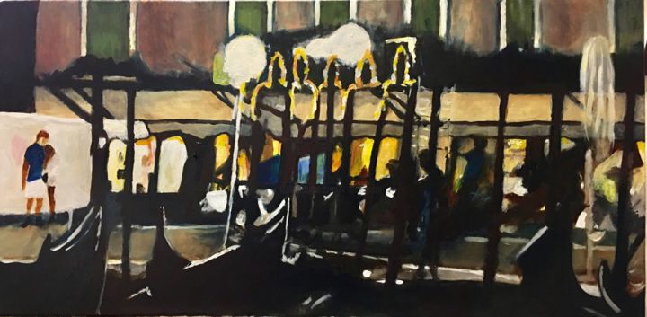 Painting titled "Un soir à Venise" by Richard Nichanian, Original Artwork, Oil