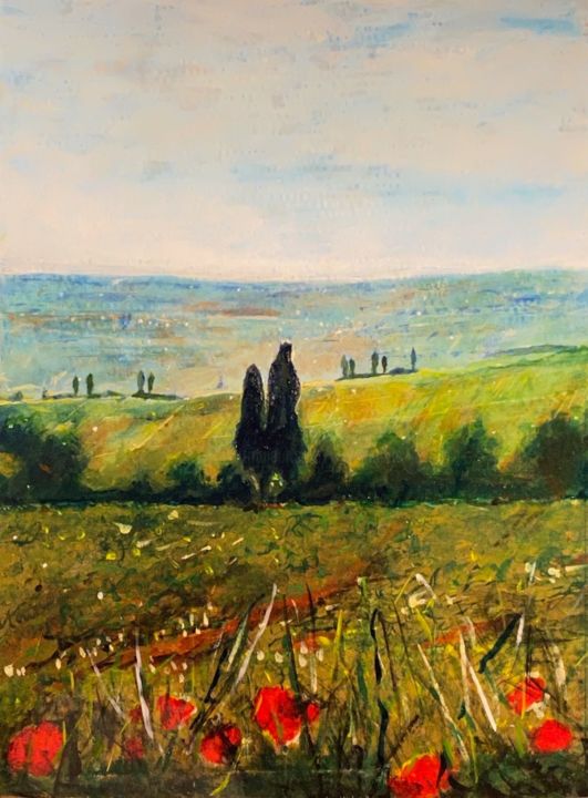 Malerei mit dem Titel "La Toscane dans le…" von Richard Nichanian, Original-Kunstwerk, Acryl Auf Plexiglas montiert