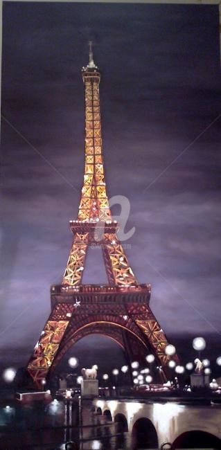 Peinture intitulée "PARIS mon fils" par R Pin, Œuvre d'art originale, Huile