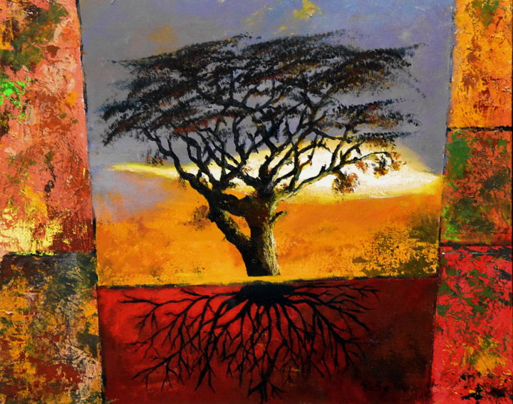 "Out of Africa" başlıklı Tablo Rose tarafından, Orijinal sanat, Akrilik