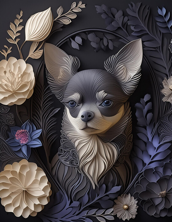Arts numériques intitulée "Chihuahua Portrait" par R.W.Born, Œuvre d'art originale, Image générée par l'IA