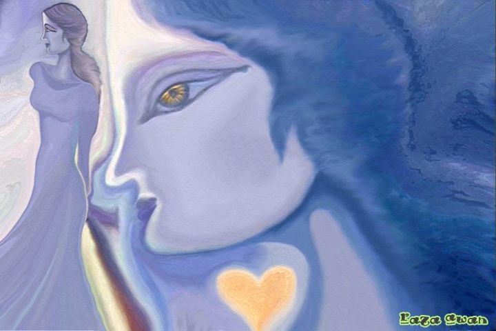Digital Arts titled "Blue Lady - 3" by Raza-E-Mustafa Awan, Original Artwork