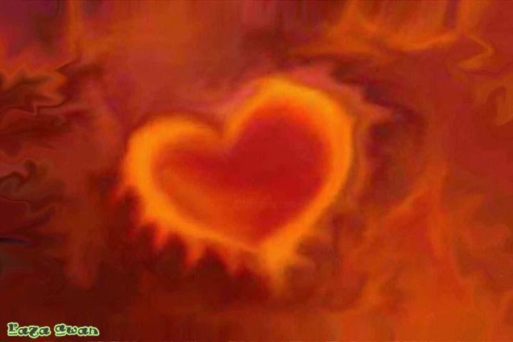 Цифровое искусство под названием "Burning Heart" - Raza-E-Mustafa Awan, Подлинное произведение искусства