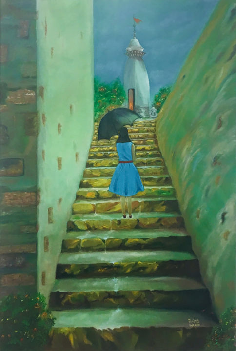 Painting titled "Steps to Destiny" by Rajesh Sharma, Original Artwork, Oil