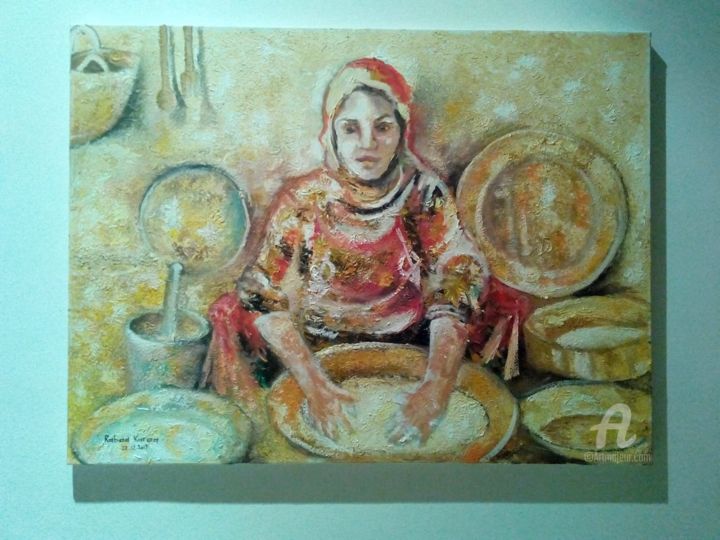 Painting titled "Fatma" by Rabaa Karaa, Original Artwork, Oil