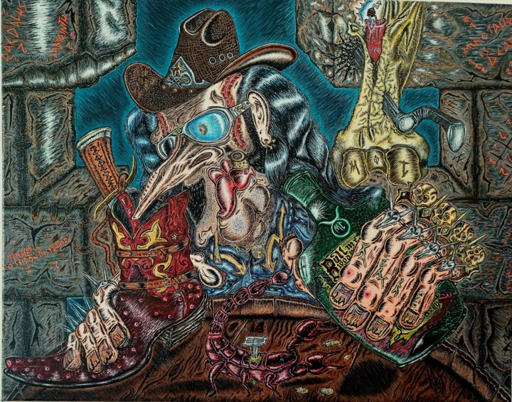 绘画 标题为“The Minotaur” 由Rabah Meskine, 原创艺术品, 丙烯
