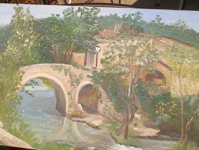 Peinture intitulée "Le Pont Saint Pierr…" par Mireille Bello, Œuvre d'art originale