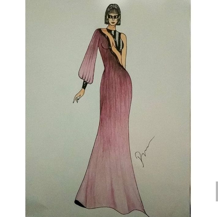 Рисунок под названием "Fashion Design" - Rabia Hayta, Подлинное произведение искусства, Карандаш