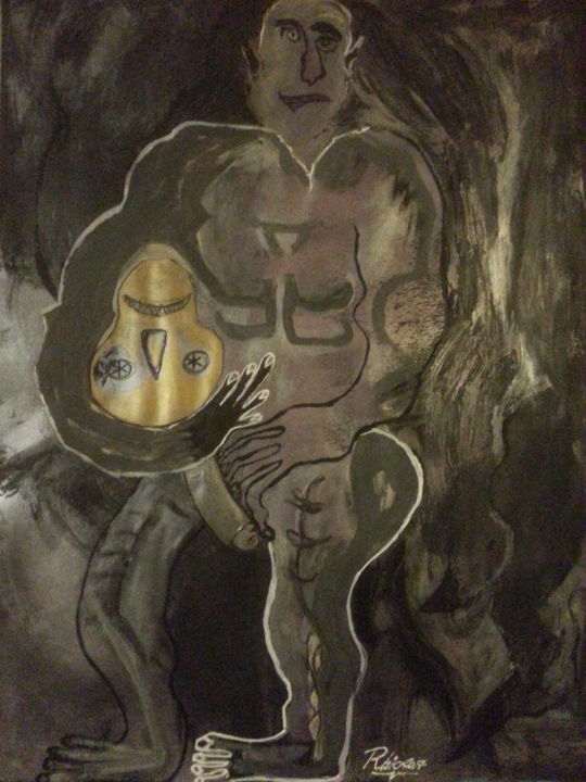 Painting titled "psychoman-of-the-ye…" by Rbio, Original Artwork, Acrylic