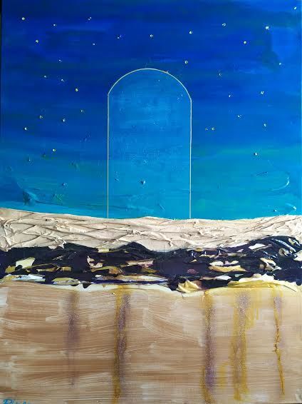 Painting titled "La porte astrale" by Rbio, Original Artwork, Acrylic