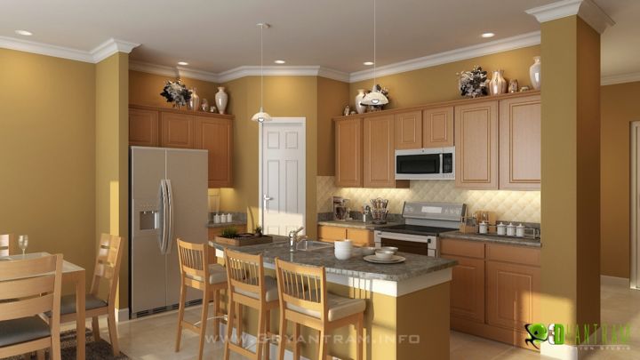  3D  Interior Modern Kitchen  Rendering Rachana Desai 