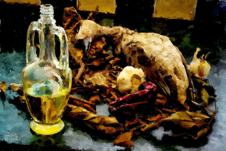 Arte digital titulada "Canard nature morte." por Rached Miladi (Le mutagraphe), Obra de arte original, Pintura Digital