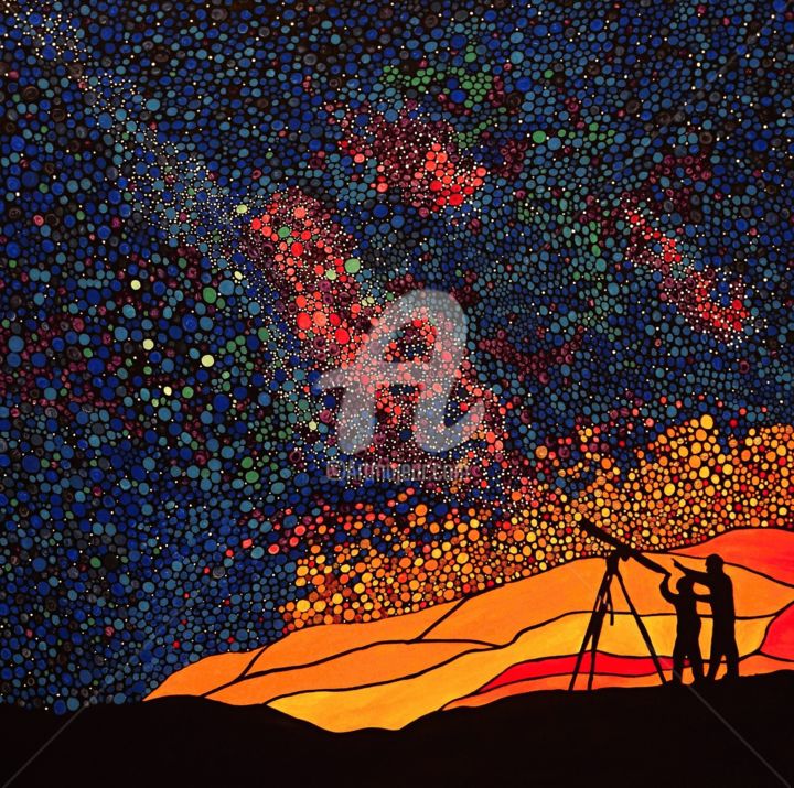 Painting titled "The Star Gazers Dre…" by Rachel Olynuk, Original Artwork, Acrylic