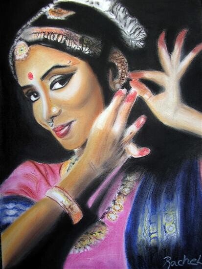 Dessin intitulée "Beauté d'Inde" par Rachel Blairy, Œuvre d'art originale