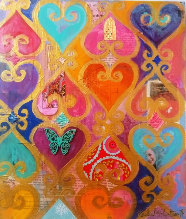 Painting titled "La dame de coeur" by Rachel Filiatrault, Original Art, Acrylic