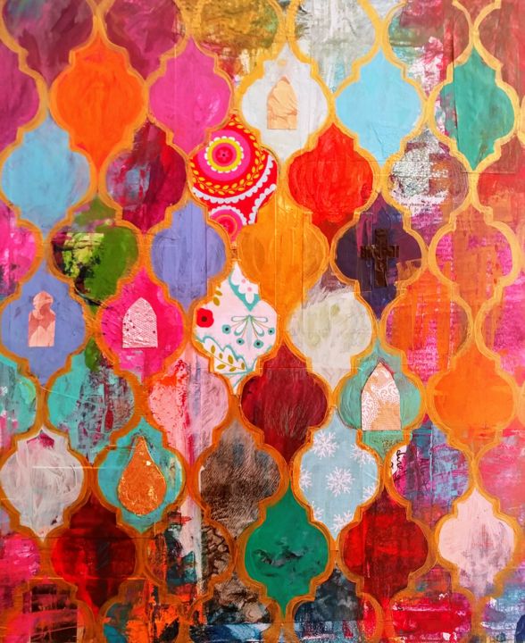 Painting titled "Marrakech" by Rachel Filiatrault, Original Art, Acrylic