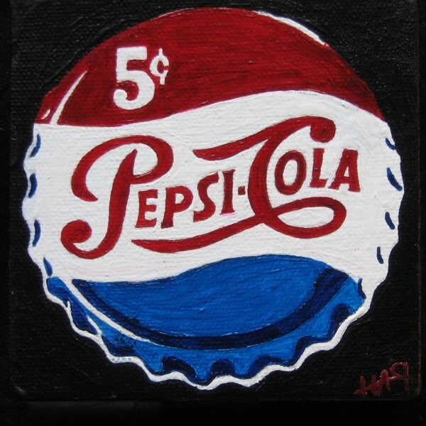 Pittura intitolato "Vintage Pepsi Bottl…" da Rachel Hammond, Opera d'arte originale, Olio
