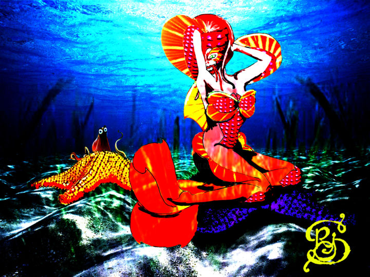 Digital Arts titled "Mermaid Fantasy" by Rachel Jackson, Original Artwork, Digital Painting